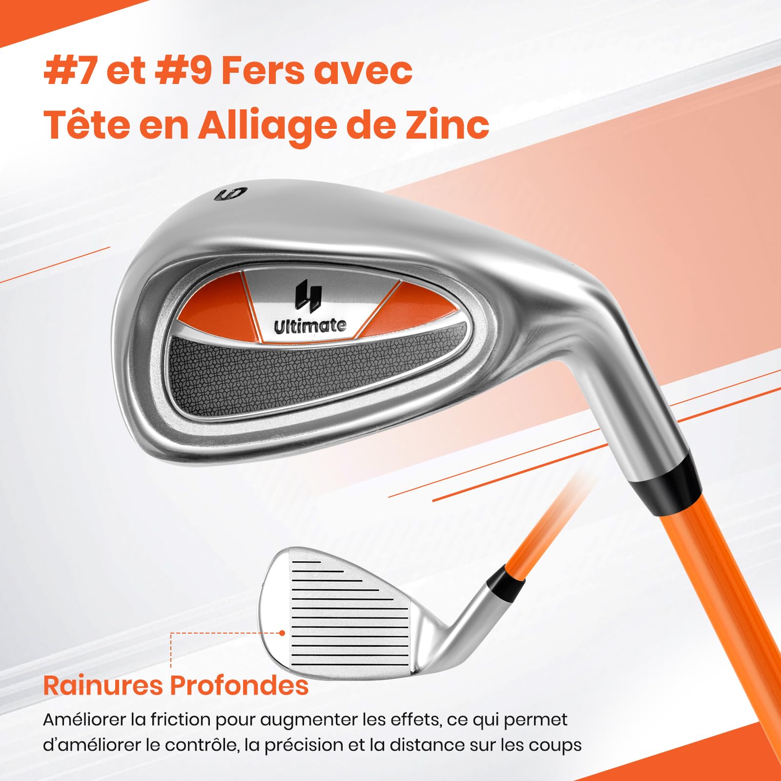 GYMAX Ensemble Complet de Clubs de Golf pour Enfants, #3 Fairway, #7 & #9 Fers, Putter, Sac de Golf Trépied Housse Protecteur de Pluie, Couvre-tête, pour Droitiers Juniors 8-10 Ans