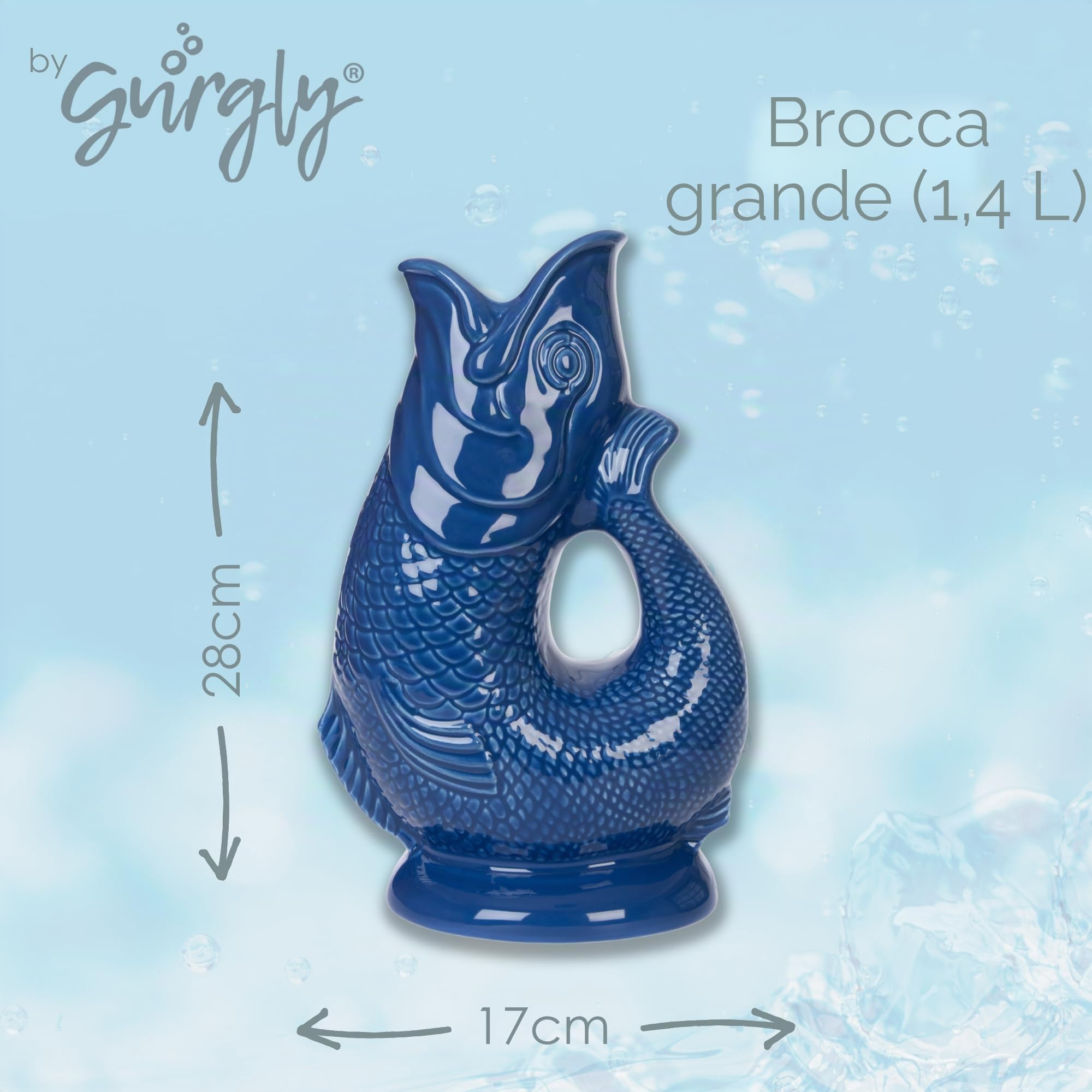 Iconic Aqua Glug Jug Grand 28 cm 1,4 L - Brocca d'acqua per pesce, vaso decorativo per pesci ornamento caraffa