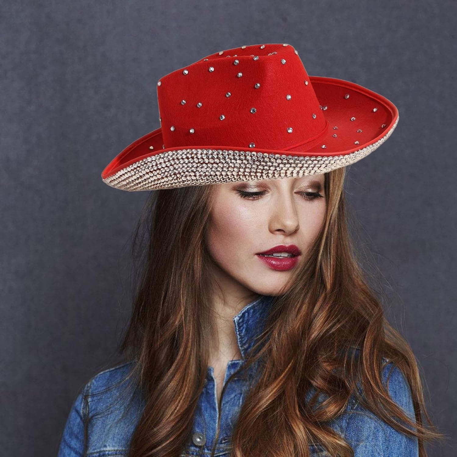 Pork Pie Hat Panama Crystal Brim Panama Hat for Music Festivals Glinting Rhinestones Brim Panama Hat