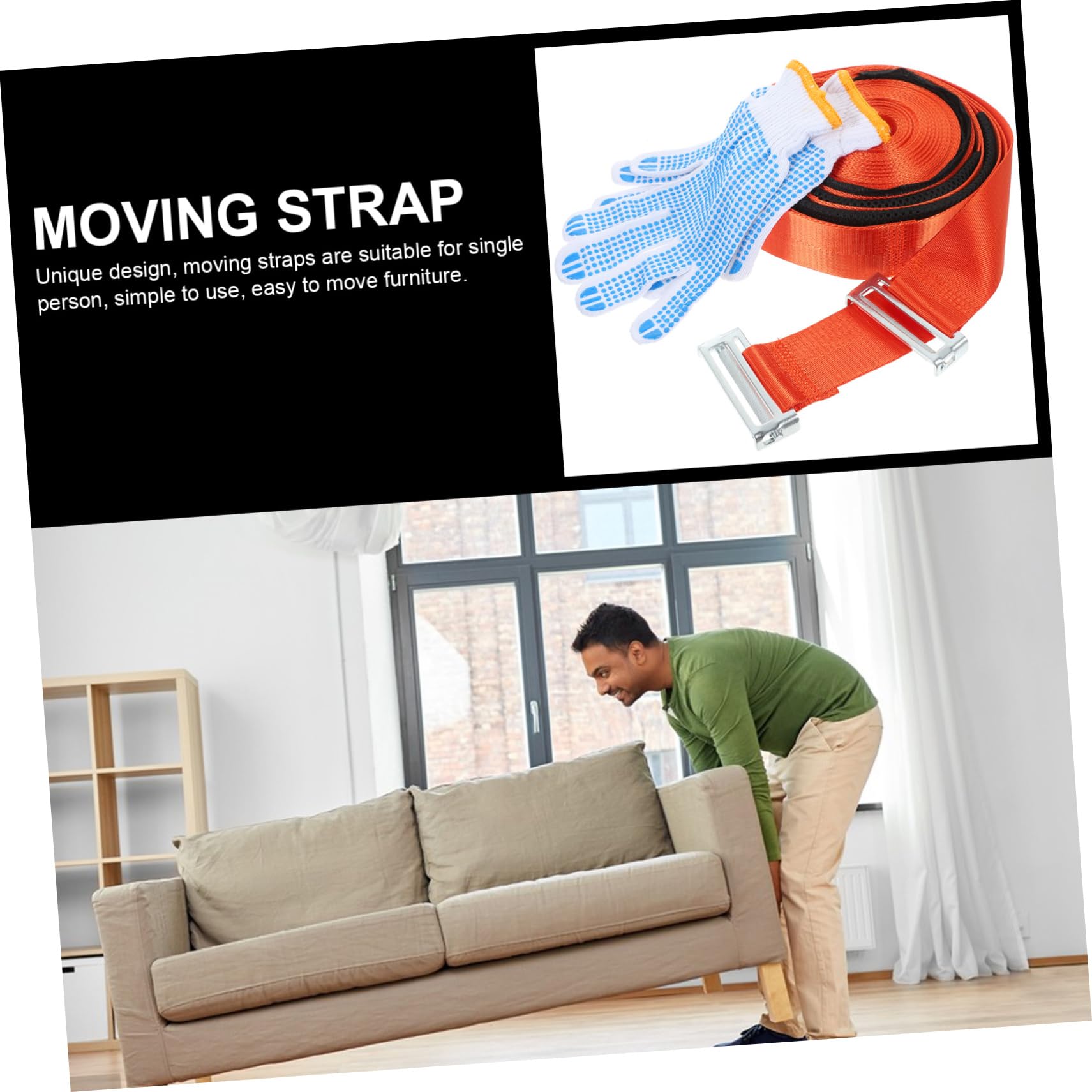 Mipcase 2 pezzi Cinghie Antiscivolo per Sollevamento Straps per Trasporto Pesante per Sofa Letti e Elettrodomestici con Materiale Resistente e Design Pratico