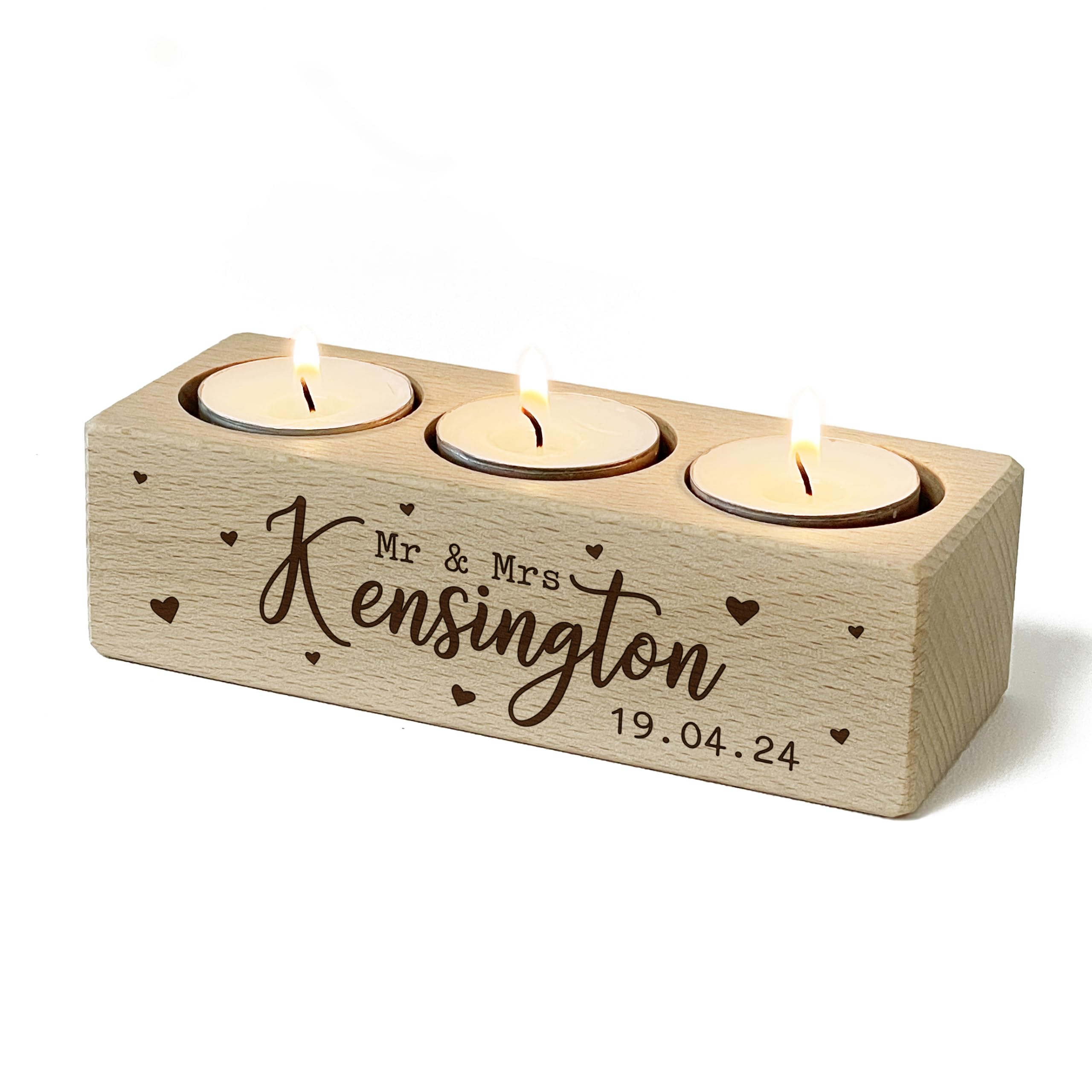 Personalised Tea Light Candle Holder Mr & Mrs Surname and Date, Wedding Idea