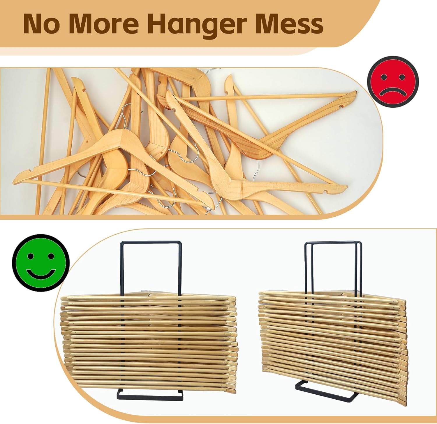 Hanger Organizer Stacker, Hanger Storage Organizer for Closet Laundry Room, Carbon Steel Black Clothes Hanger Storage Rack for Adult or Child