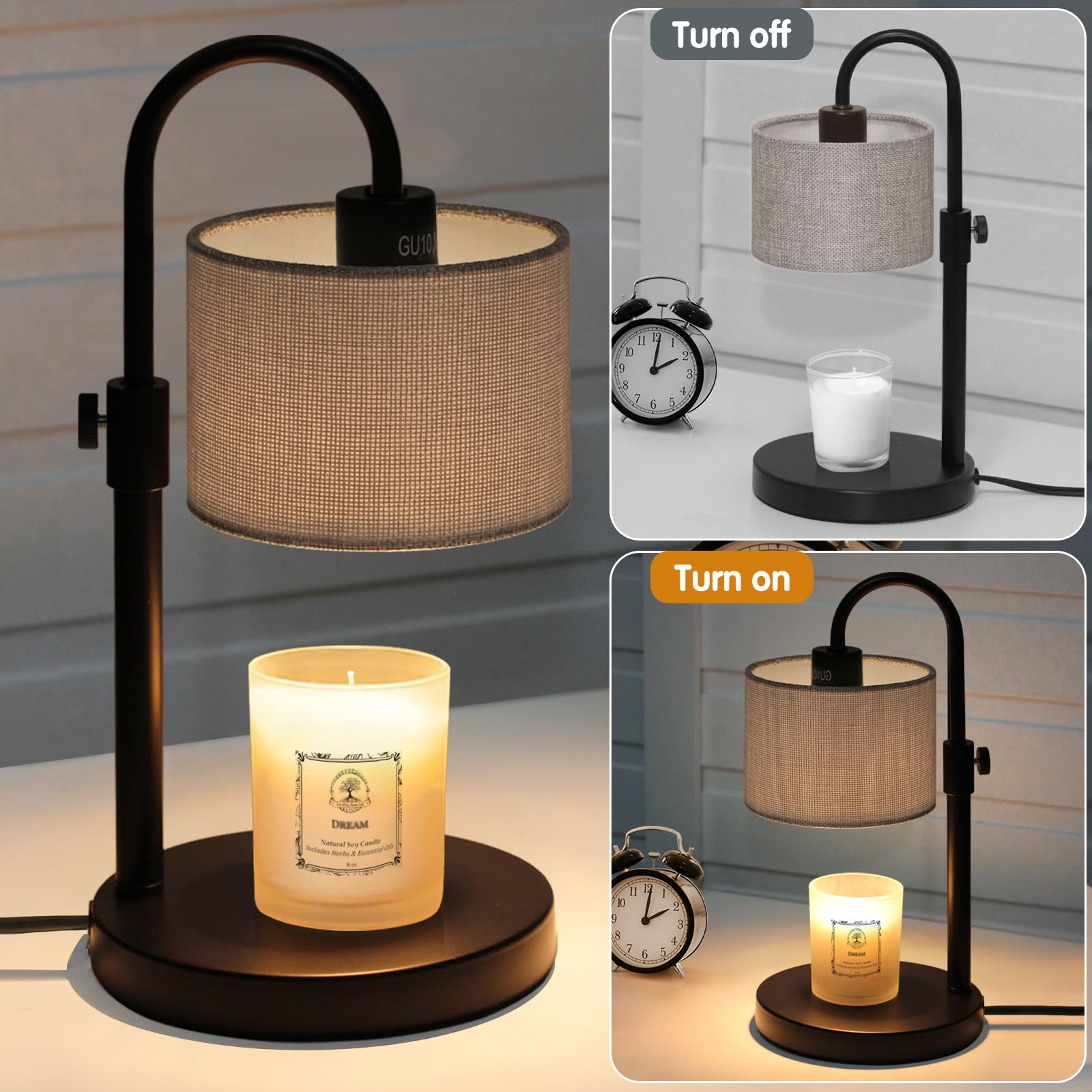 Lampa podgrzewacz świec z timerem (szara)