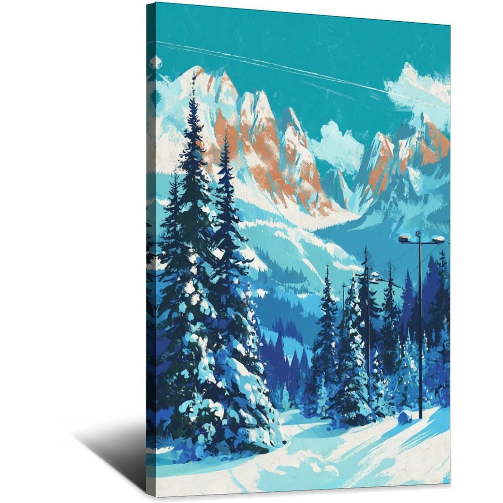 CFXNGA Gstaad Ski Posters 20x30inch(50x75cm) Vintage Watercolor Canvas Art