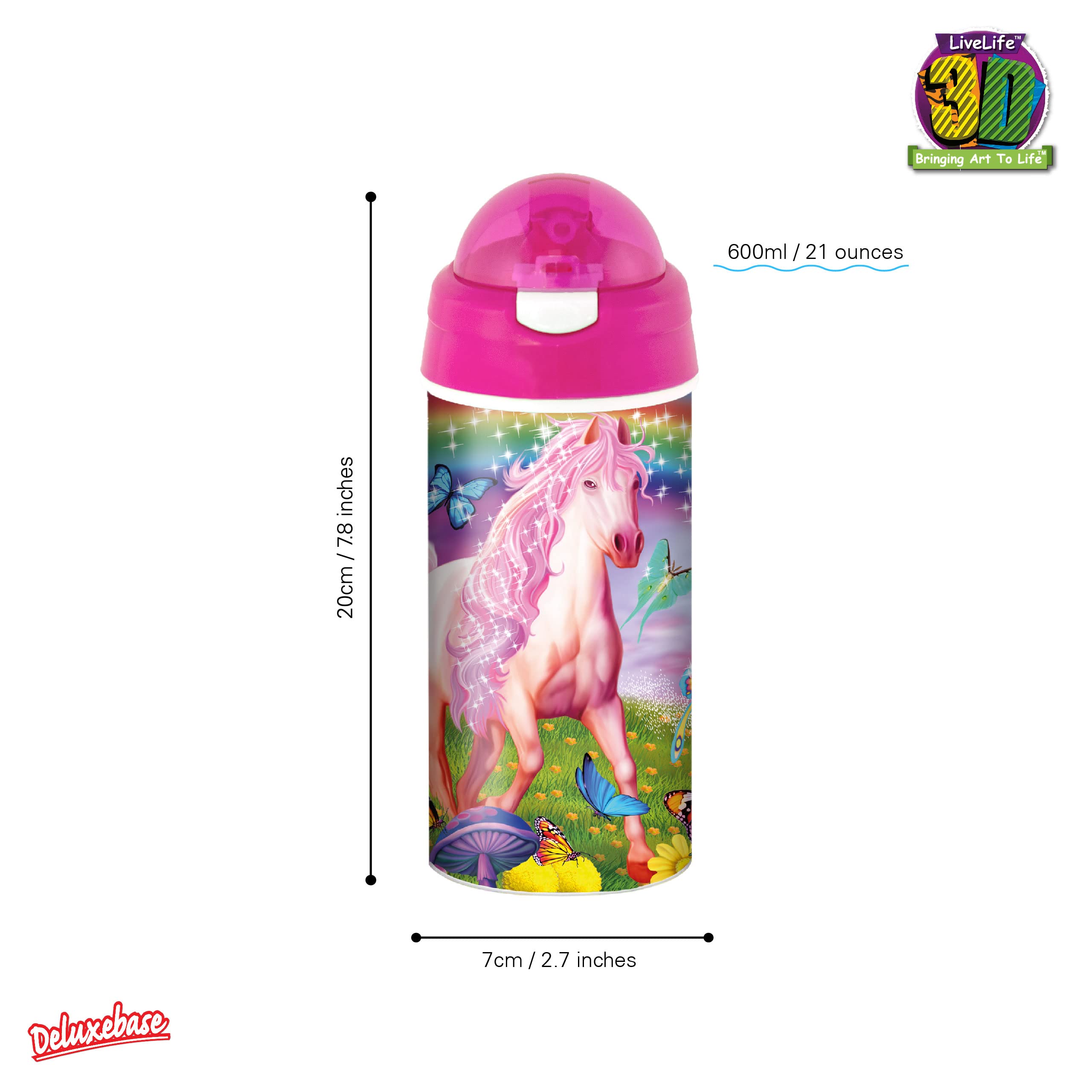 Amazon.com: 3D LiveLife Drinking Bottle - Pink Pony Dazzle from