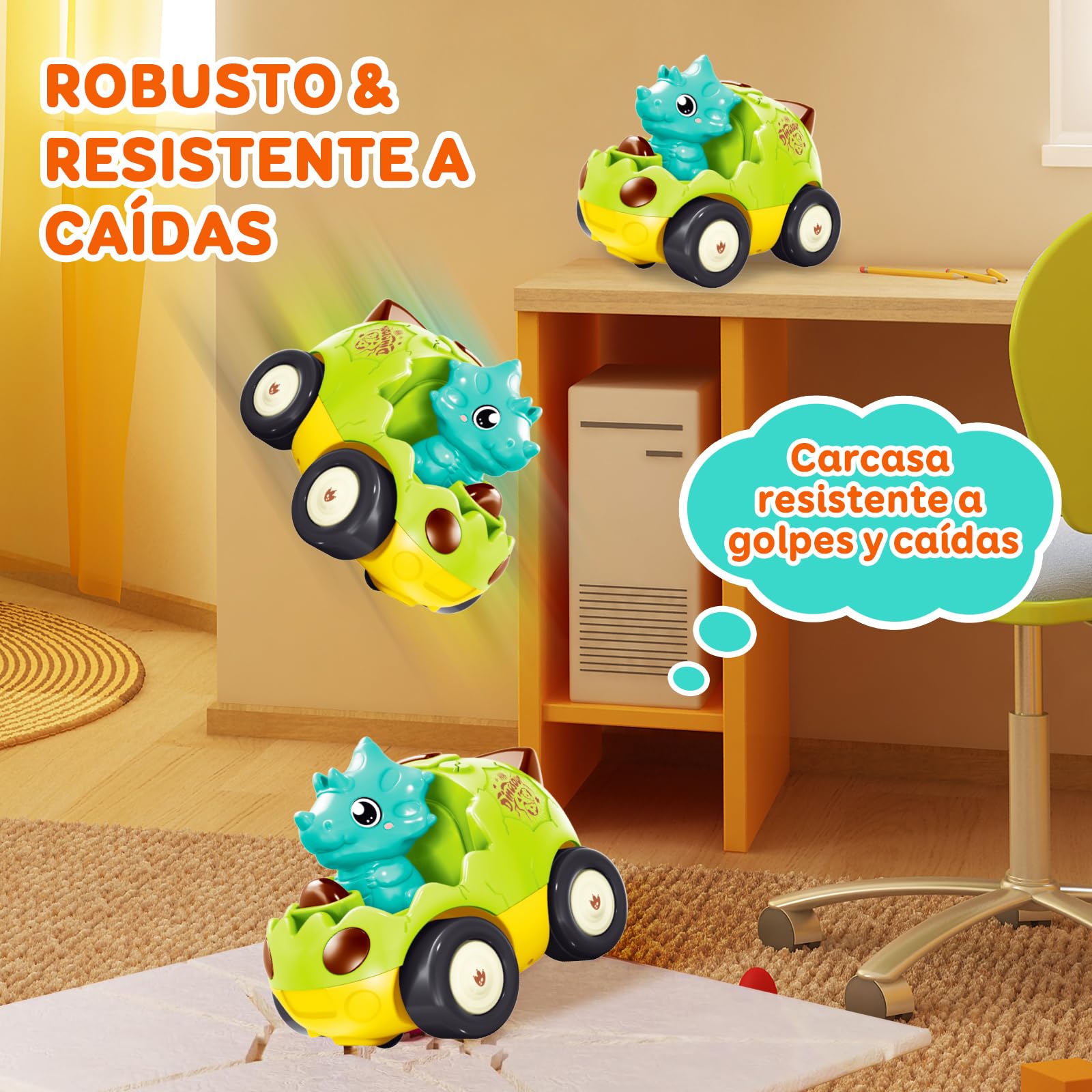 Pup Go Coche de Dinosaurio RC Cartoon para Niños Pequeños 18 Meses+ con Música y 2 Muñecas Intercambiables, Primer Coche de Control Remoto para Niños y Niñas, Cumpleaños o Navidad