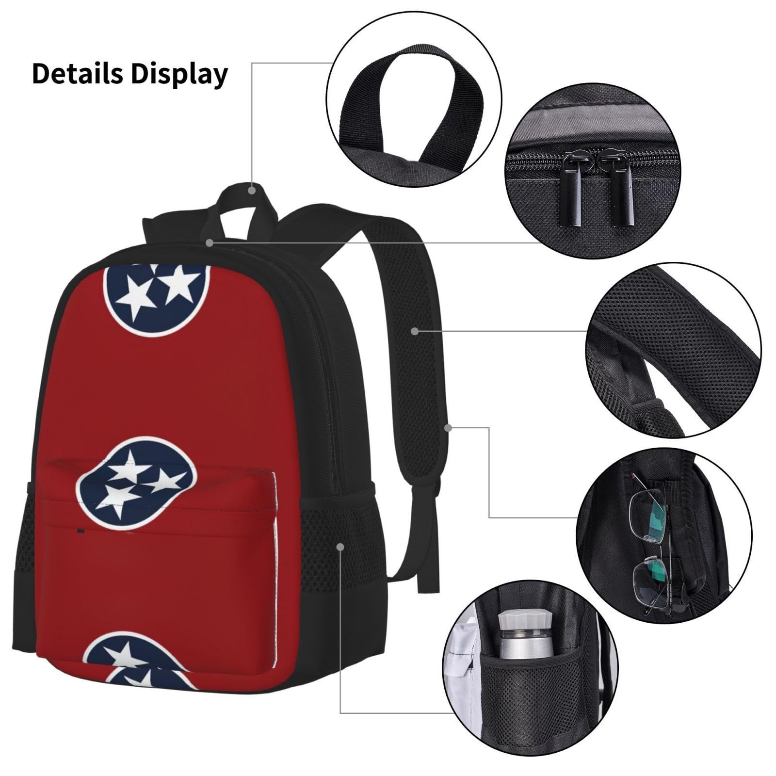 Tennessee flaga stanu plecak dziecko chłopcy dziewczęta pudełko na lunch szkoła torba zestaw uczniów szkoły student prezent, Czarny, One Size, Bagaż