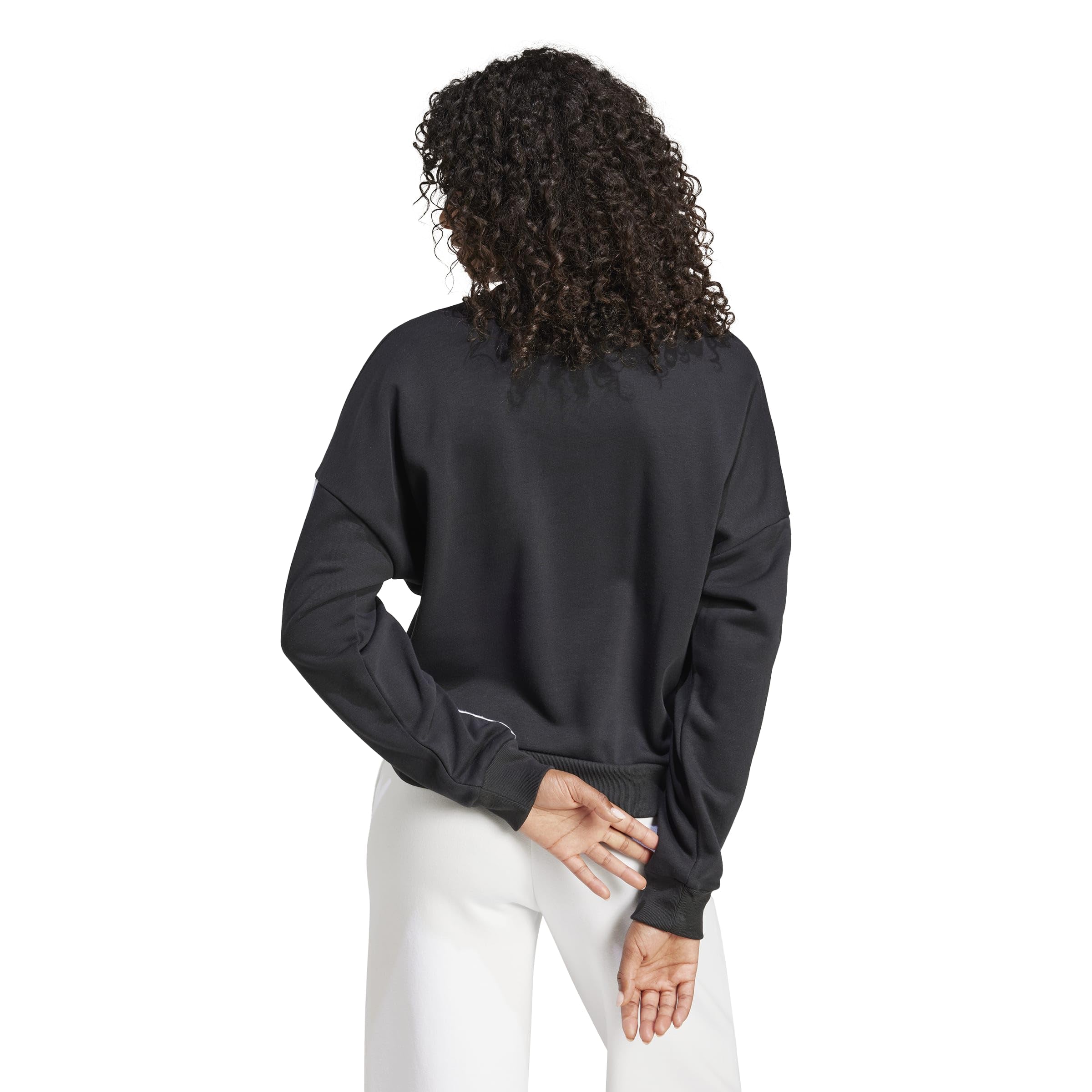 adidas Donna Essentials 3-Stripes French Terry Sweatshirt, Black/White, M