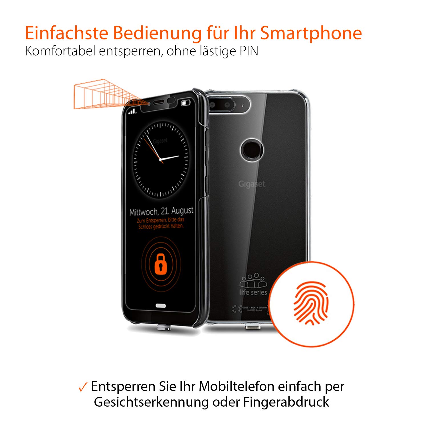 Gigaset GS195LS Smartphone für Senioren Made in Germany mit 3GB RAM ohne Vertrag – mit individuellem Startbildschirm, Notruffunktion, extra großer Ziffern- und Textanzeige, Titanium Grey