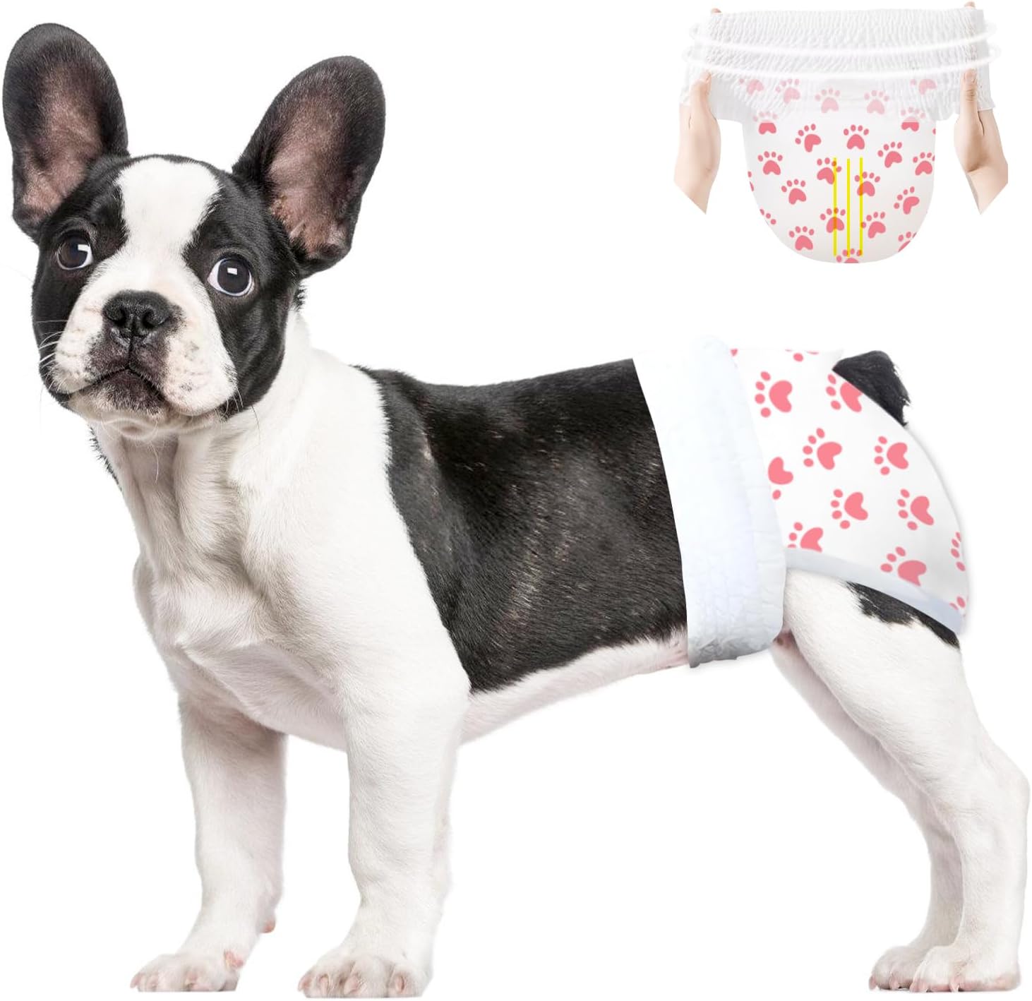 Ambreview Dog Diapers Female, Disposable Doggie Diapers for Female Dog with Stretchy Waist Full Wrap, Super Absorbent Diaper for Heat, Elderly Urinary Incontinence,Puppy Excitable Urination(30XL)