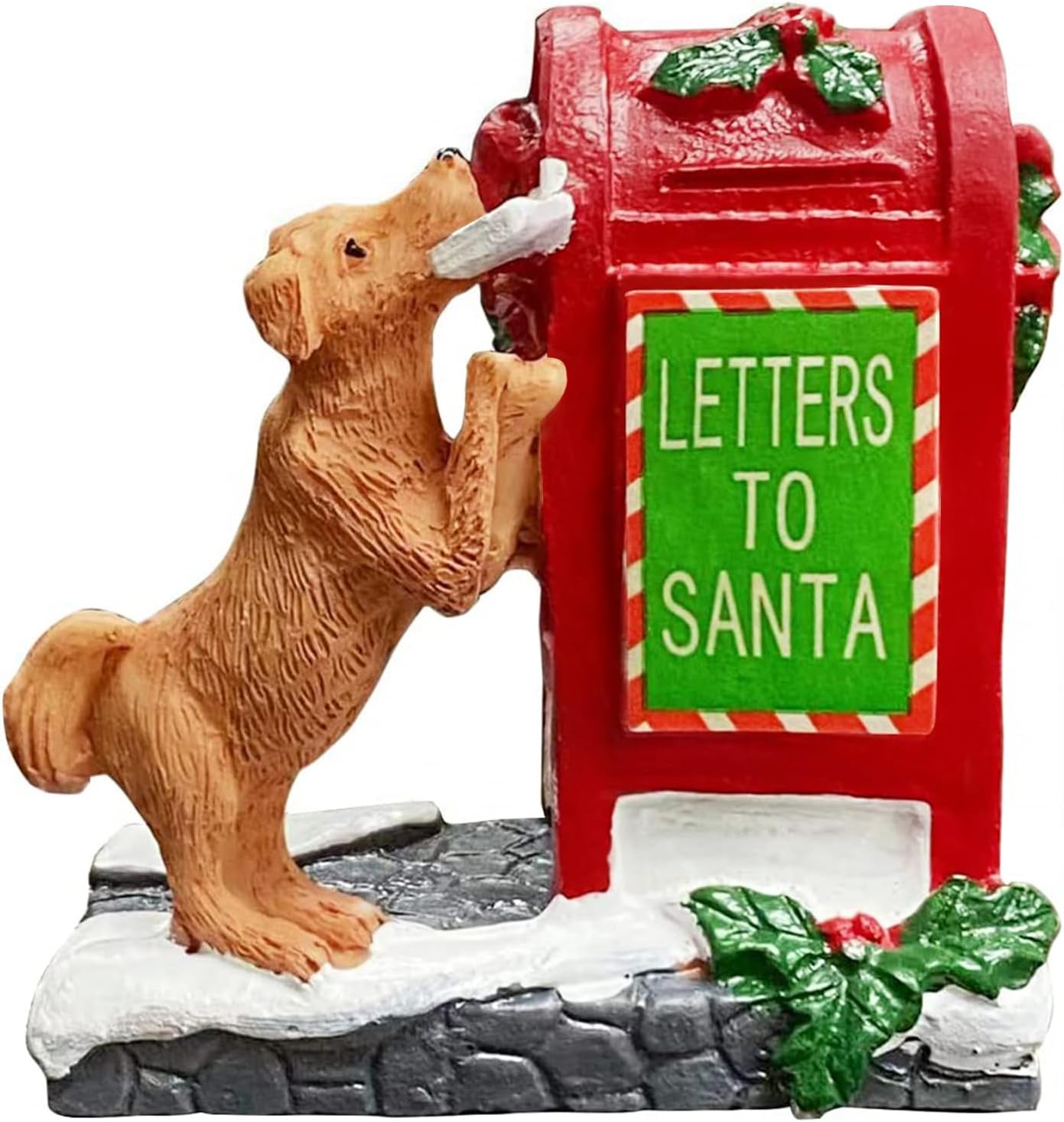 Christmas Village Accessories Santa's Mailbox Villages Sets for Christmas Decoration Cute Doggy Letter to Santa Resin Christmas Ornaments