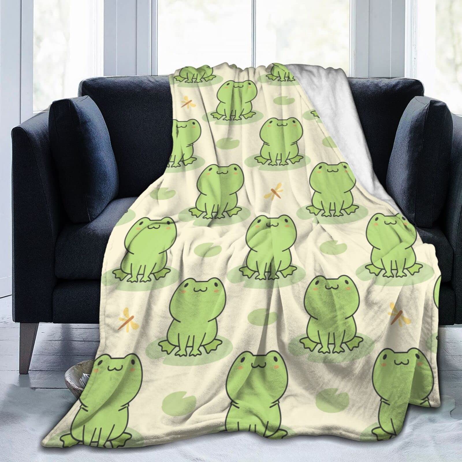 CaomeiWu Frosch-Überwurfdecke Aus Flanell – 102x76 Cm, Weich, Kuschelig, Für Zuhause, Büro, Als Geschenk