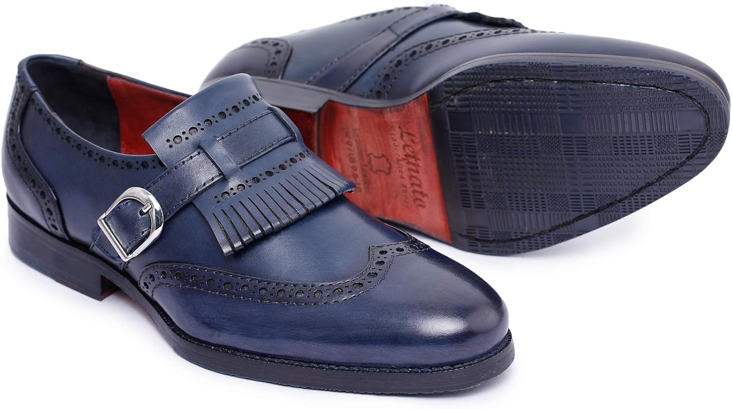 Lethato Men's Wingtip Brogue Kiltie Monk Strap Loafer Dress Shoes - Image 3