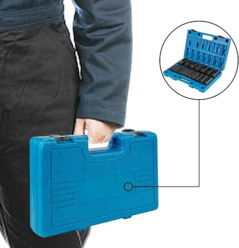 Miniatura 6 de VEVOR Juego de llaves de impacto, 12 pulgada de 19 piezas, enchufe profundo, enchufes de 6 puntos, juego de dados de 12 pulgada de impacto de 38