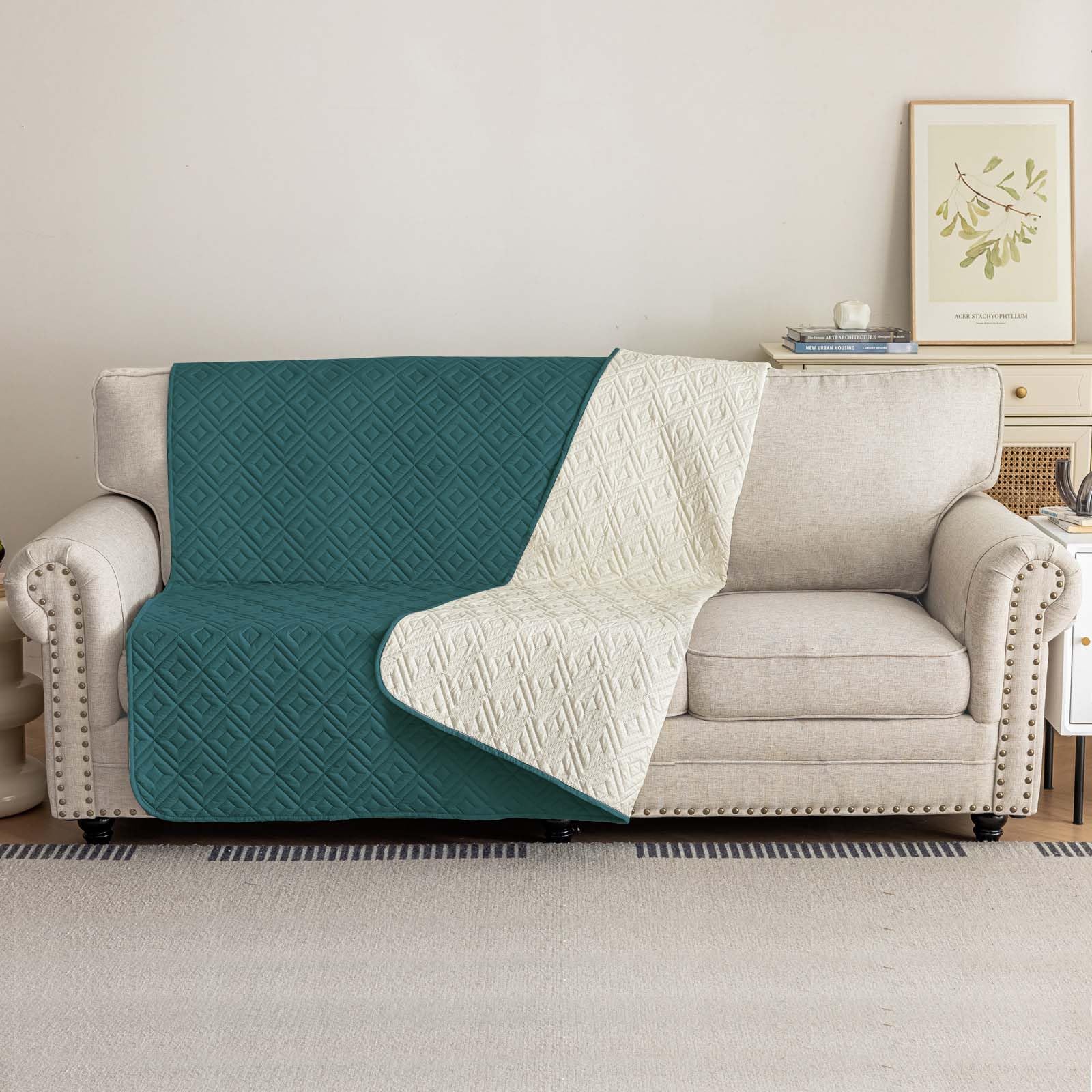 Copertura impermeabile per lettino per animali domestici, protezione antiscivolo per mobili, fodera trapuntata in poliestere, 208 x 259 cm, per animali domestici, protezione divano e