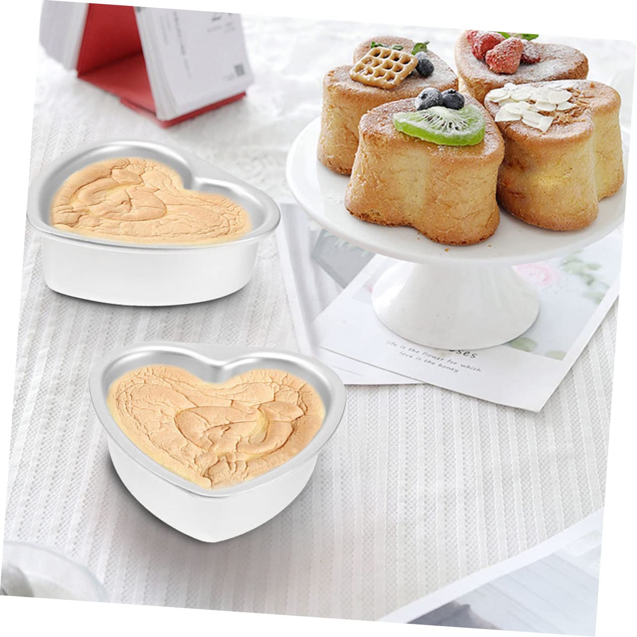 ABOOFAN Moules à Gâteau de Cœur 2 Pièces Alliage D’aluminium