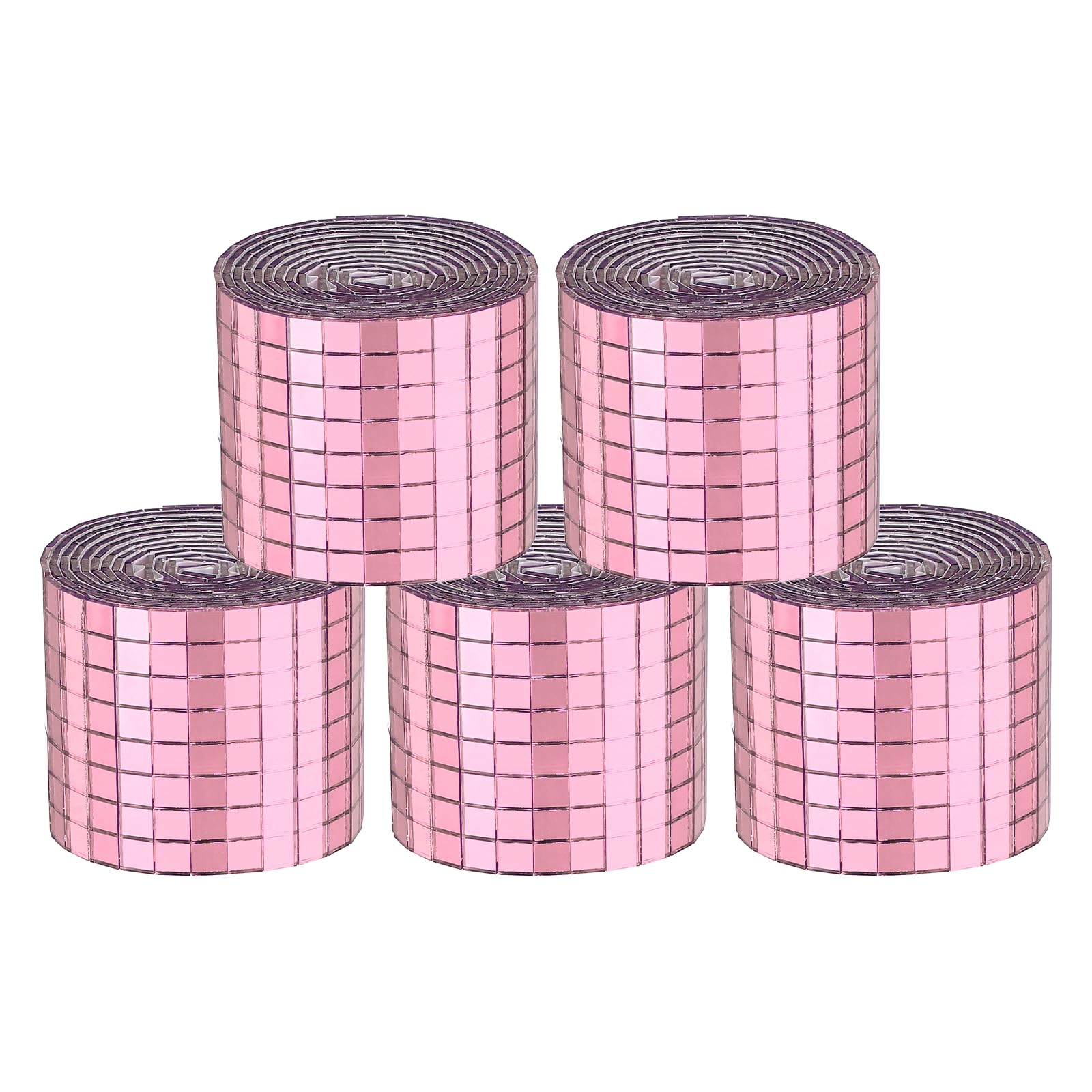 sourcing map 9600 Pcs Mirror Mosaic Tiles 5 x 5 mm Square Glass Self-Adhesive Disco Ball Mirror Tiles Sticker for DIY Craft Decoration Art Collage Card Making, Pink