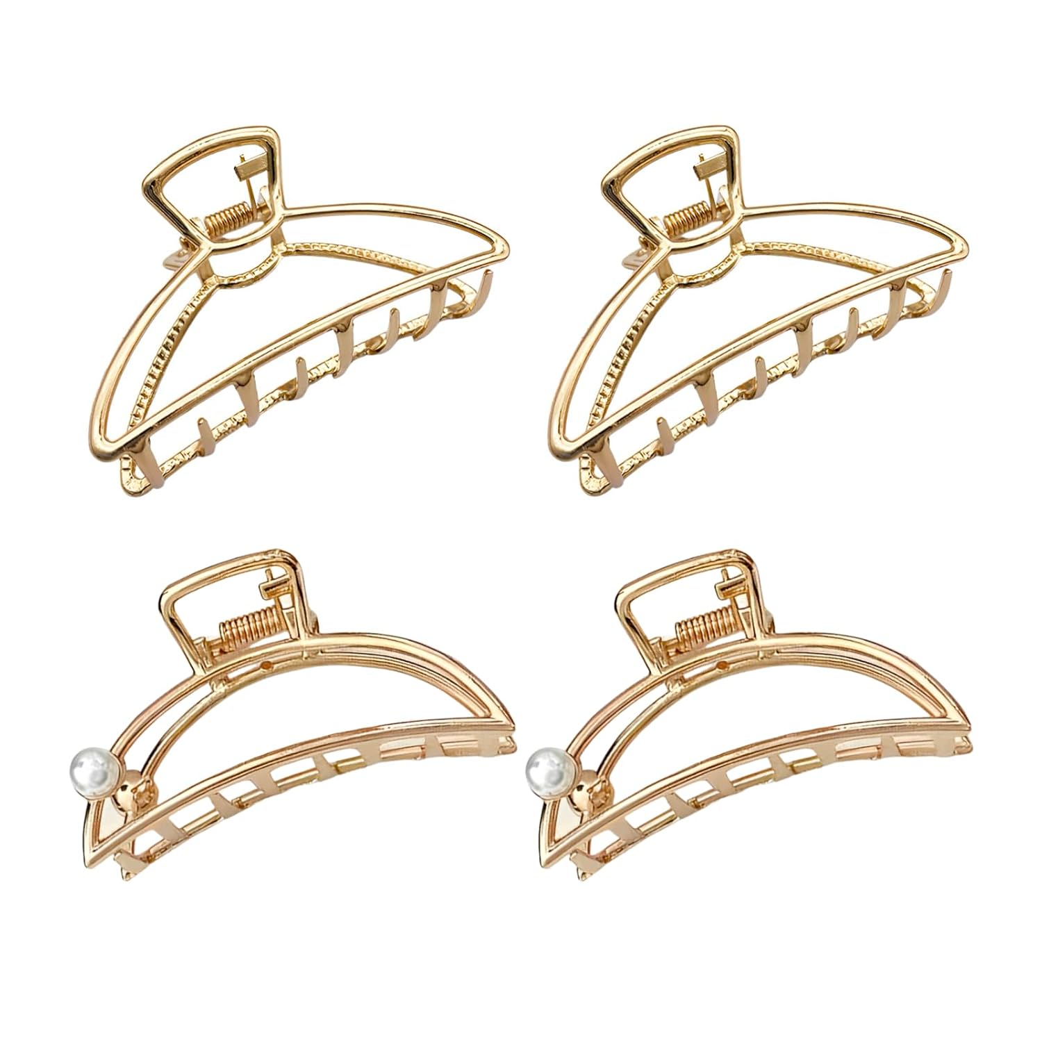 Hair Clips For Women, Thick And Thin Hair, Pearl Accessories, Gold Accessories For Women, Cute Banana Clip, Daily Hairstyle Decoration, Fashionable And Exquisite Decoration, 4 PCS