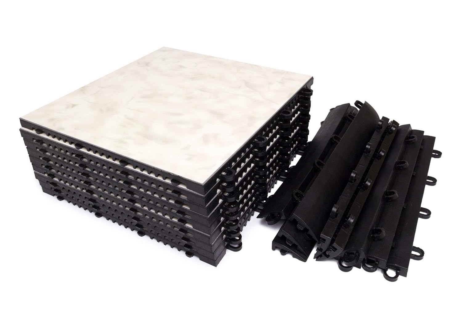 SnapFloors 3X3 Modular Dance Floor Kit (3' x 3'), 21 Piece (Luxury White)