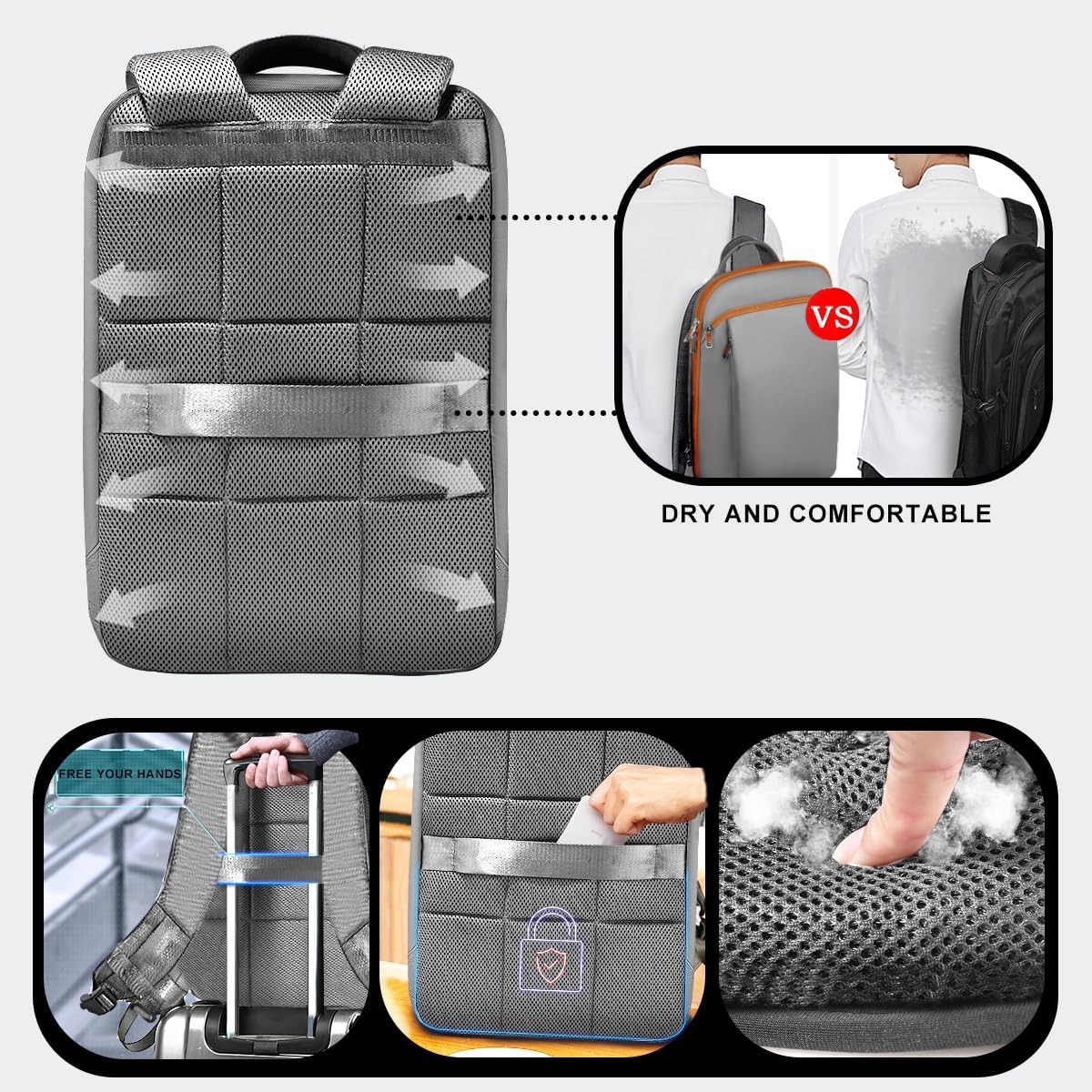 ZINZ Slim and Expandable 15 15.6 16 Inch Laptop Backpack Anti Theft Business Travel Notebook Bag with USB, Multipurpose Large Capacity Daypack for Men & Women,G01OG01 - Image 2