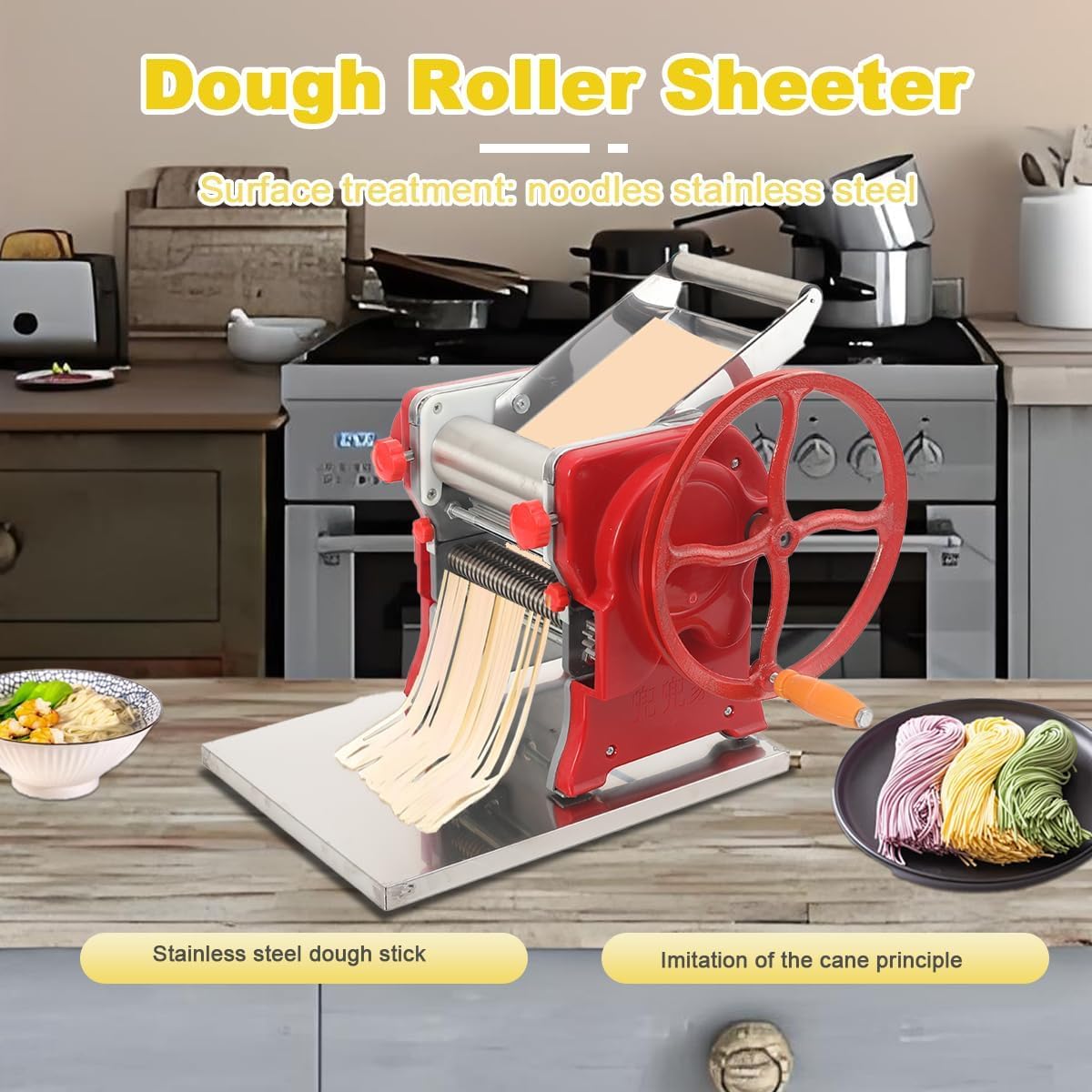 TYH Sfoglieria Manuale, Macchina per Pasta da 16 Cm, Spessore 3 Mm, Macchina per Pasta con Spessore Regolabile, per Uso Commerciale E Domestico, per Spaghetti, Fettuccine, Lasagne O Ravioli