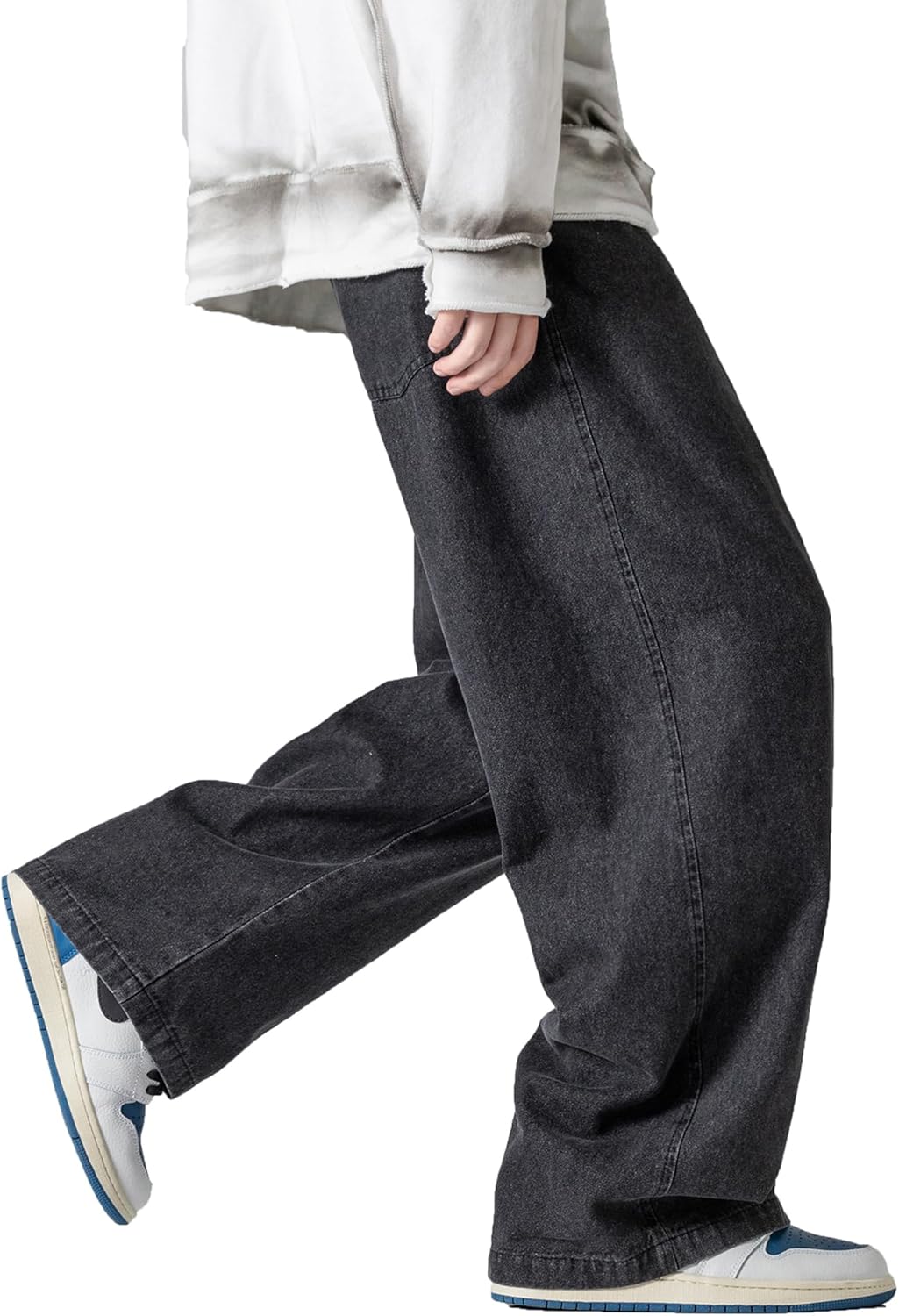 DOSLAVIDA Men's Hip Hop Jean Joggers Loose Fit Streetwear Biker Baggy Jeans Pants Stylish Printed Cargo Denim Pants