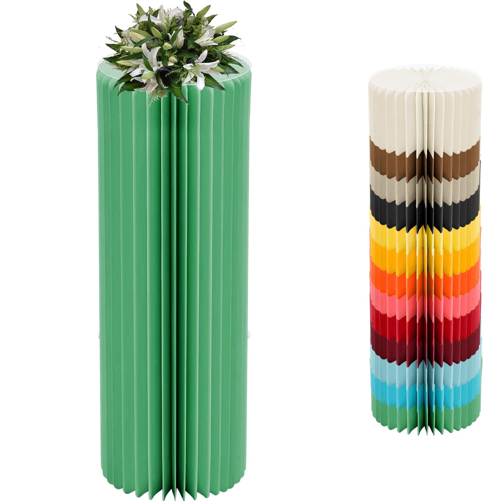 CVHfhjTG cake stand, Foldable Cardboard Cylinder Pedestal Cake Stand Multicolor 20-100cm(Green,H 100cm/39.4in)