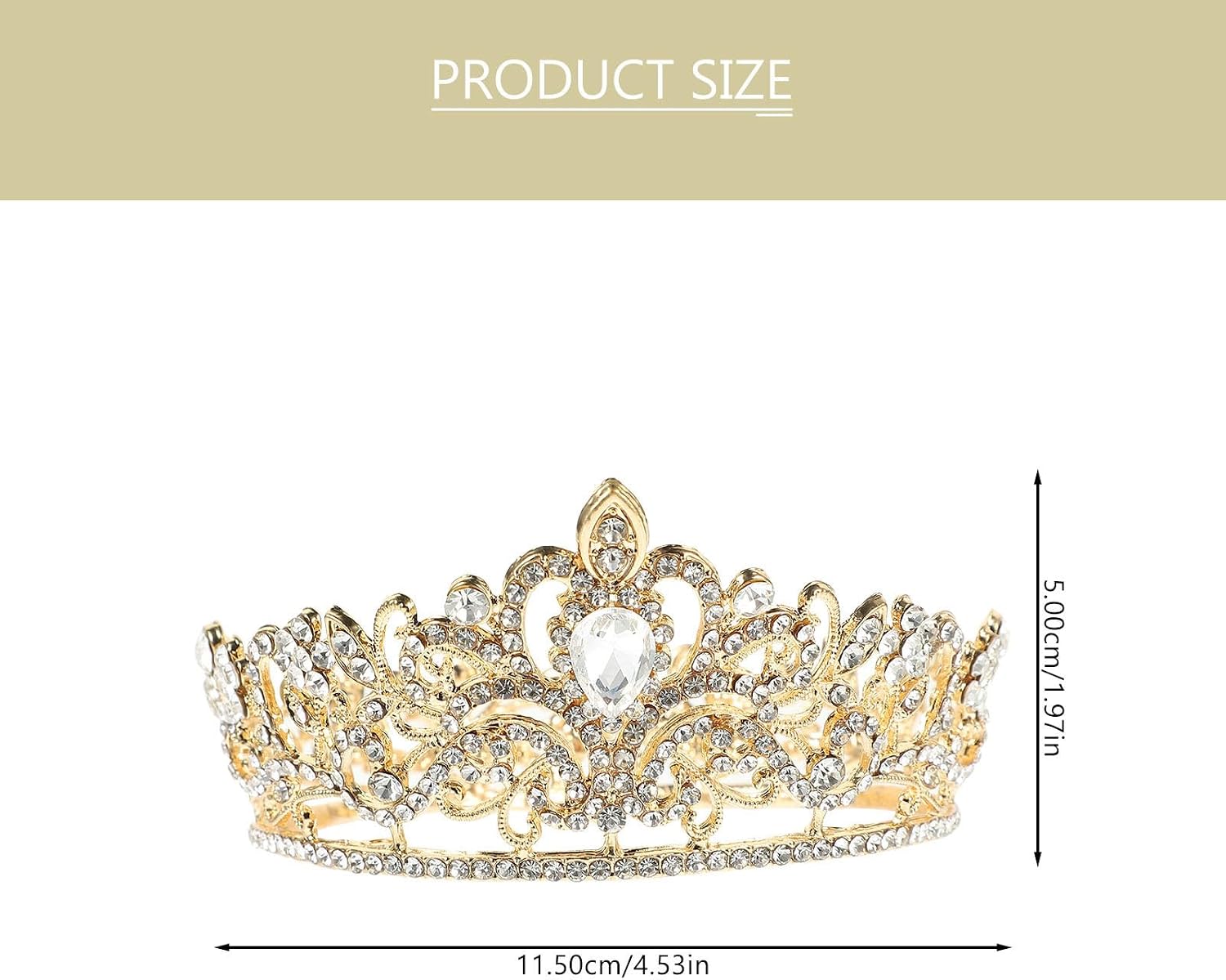Elegant Bridal Wedding Crown for Women, Golden Alloy Bride Hair Jewelry with Fine Workmanship, Vintage Style Circlet Headpiece Suitable for Birthday and Anniversary