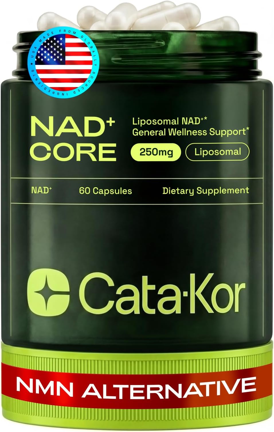 Cata-Kor NMN Supplement Alternative – Liposomal NAD+ Supplement - NAD CORE 30-Day Supply 60 Capsules