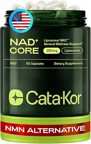 Cata-Kor Alternativa de suplemento NMN - Suplemento liposomal NAD+ - Probado por terceros - NAD CORE - Suministro para 30 días - 60 cápsulas