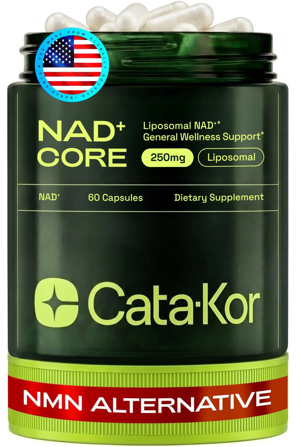 NMN Supplement Alternative – Liposomal NAD+ Supplement – Third-Party Tested – NAD CORE – 30-Day Supply – 60 Capsules