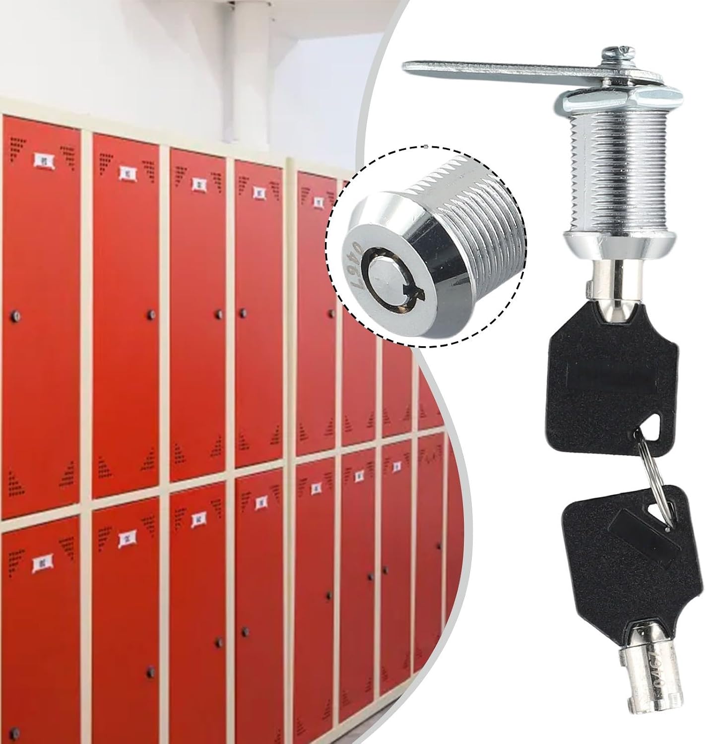 Cabinet Lock,Secure,Furniture lockMetal Cam for Drawers and Cabinets with Two Keys for Added Security(16mm)