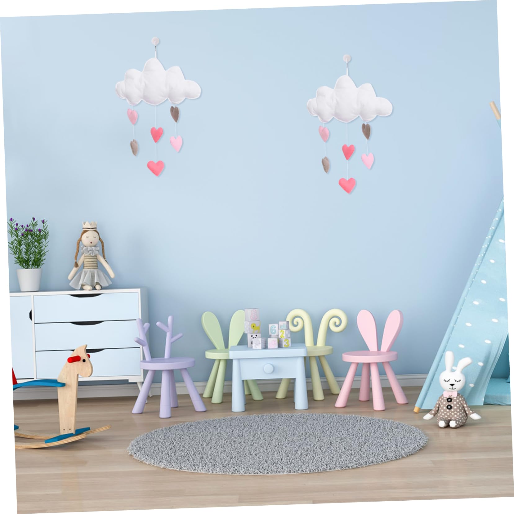 Toyvian Decoración Colgante Nube Gotas Lluvia Adornos Infantiles Habitación Diseño Nube Corazón