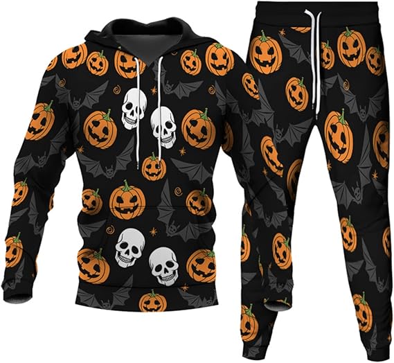 Halloween Jogginganzug Herren - Blut Design Hoodie & Jogginghose 2-teilig Aus Baumwolle