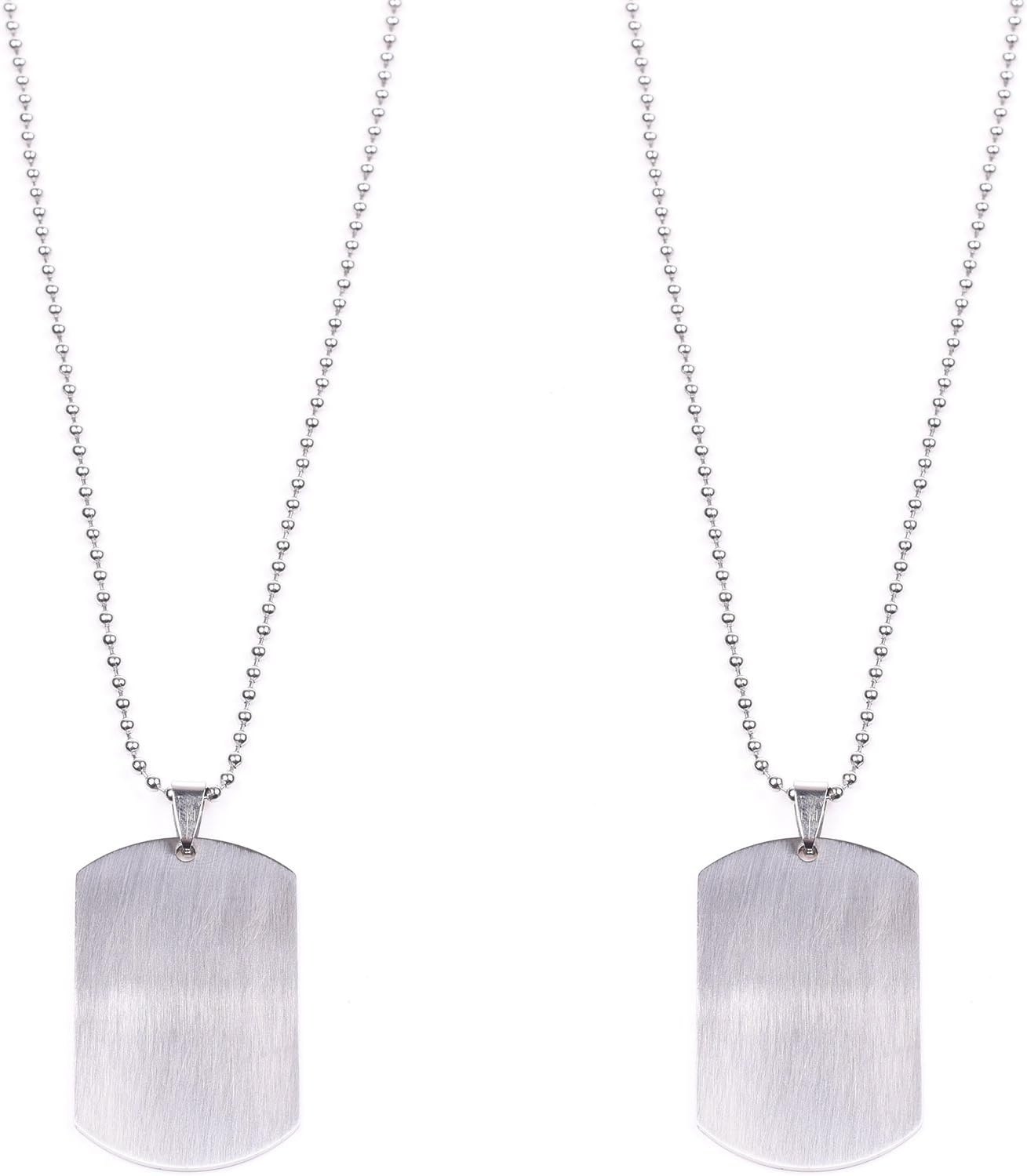 COSMOS 2 Pcs Military Dog Tags with 23.5 Inch Nickel Plated Steel Ball Chains