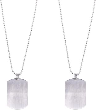 Cosmos 2 Pcs Military Dog Tags Dog ID Tags with 23.5 Inch Nickel Plated Steel Ball Chain