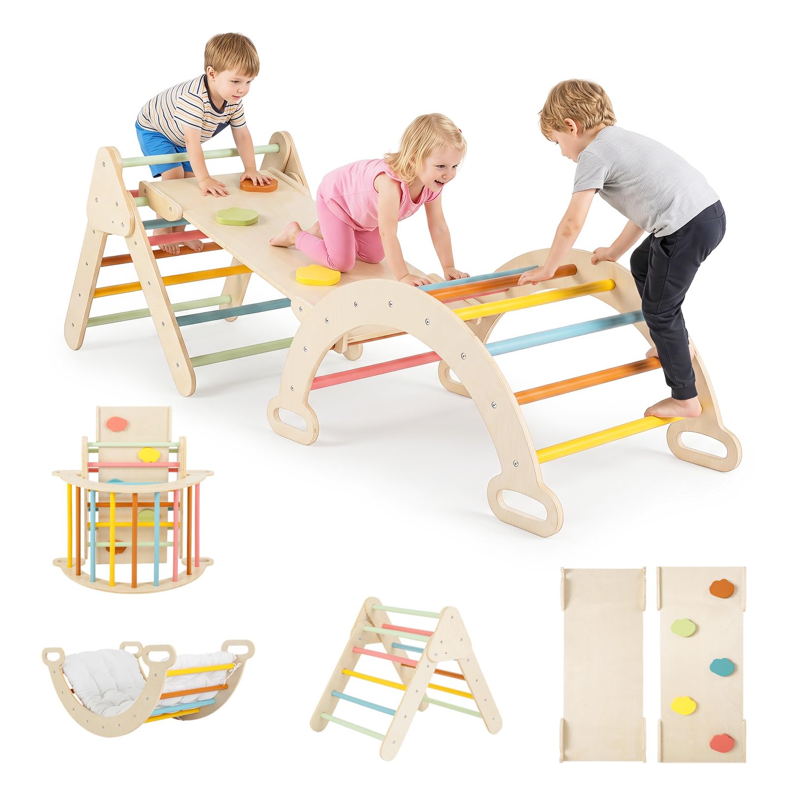RELAX4LIFE Set da Arrampicata per Bambini, Triangoli con Arco (Colorato)