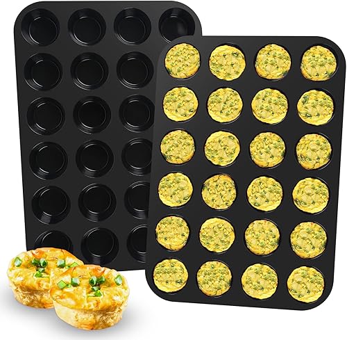 Molde de silicona para magdalenas para hornear 24 tazas antiadherente, molde de silicona para hornear magdalenas, cupcakes, huevos, 2 unidades,