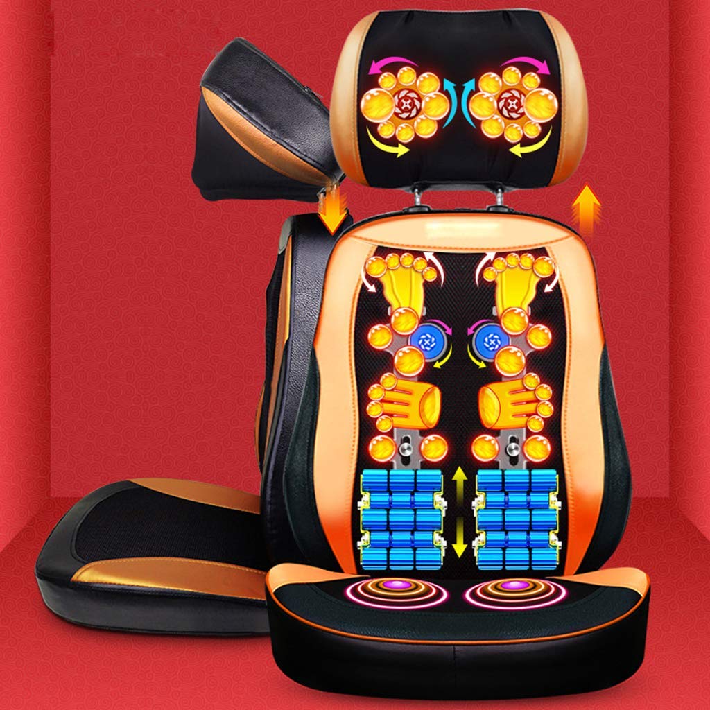 MU Cojín de Silla de Masaje de Vibración de Cuerpo Completo de Lujo de 9D, Shiatsu Masajeador Trasero de Cuello con Calor, Amasado Rolling Massage Asiento Cojín, 20 Bolas de Masaje, para Hombreras Ca