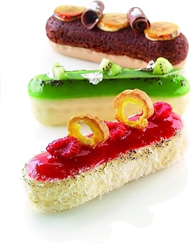 Miniatura 5 de OCPO KITCHEN Eclair - Molde de silicona para hornear, mousse, pastel, postre, pastelería, chocolate, molde de helado, molde de decoración de