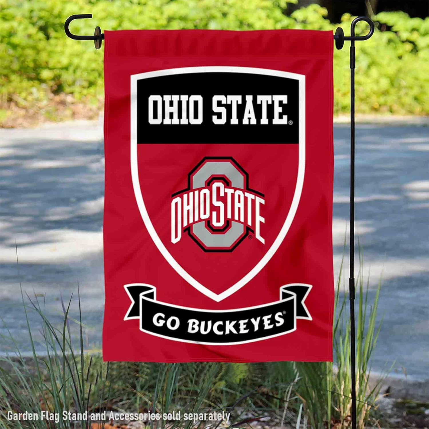 College Flags & Banners Co. Ohio State Buckeyes Shield Garden Flag - Image 2