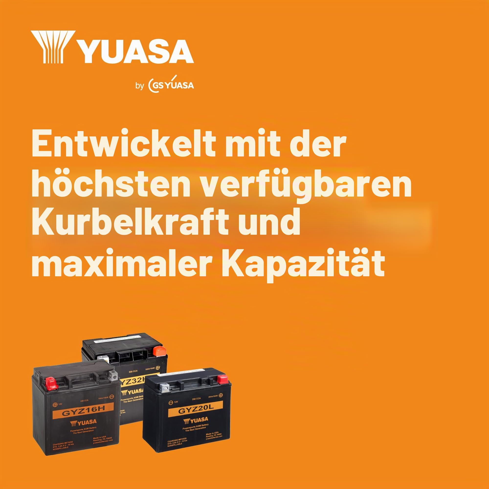 Yuasa GYZ32HL 12V 500 CCA wartungsfreie AGM VRLA Motorradbatterie | 33,7 Ah, Kompakt, Auslaufsicher, Vibrations- & Korrosionsbeständig, Ideal für Sportbikes & Start-Stopp