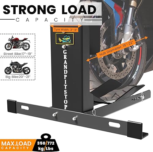 Miniatura 3 de GRAND PITSTOP Calzo de Rueda Universal para Soporte de Motocicleta para Remolque Completamente Ajustable Desmontable Plegable Calzo de Rueda (Negro