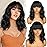 Nnzes Short Wavy Bob Wig with Bangs for Women Shoulder Length Curly Ombre Blonde Synthetic Heat-Resistant Fiber Hair for Daily & Party Use