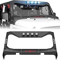YZONA Mad Max Windshield Frame Cover for Jeep Wrangler JK 2007-2018 with 4 LED Lights - Roof Visor Cowl Protector