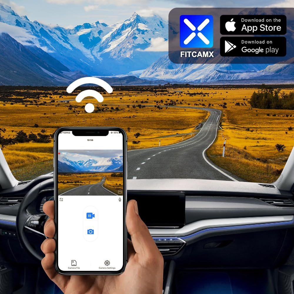 Fitcamx Dashcam 4K compatibile con Skoda Octavia 4 IV 2020-2025 HD2-8633, OEM Car Camera UHD 2160P Video WiFi, Loop Recording, G-Sensor, WDR Dashcam con batteria, Plug & Play, 64GB Card