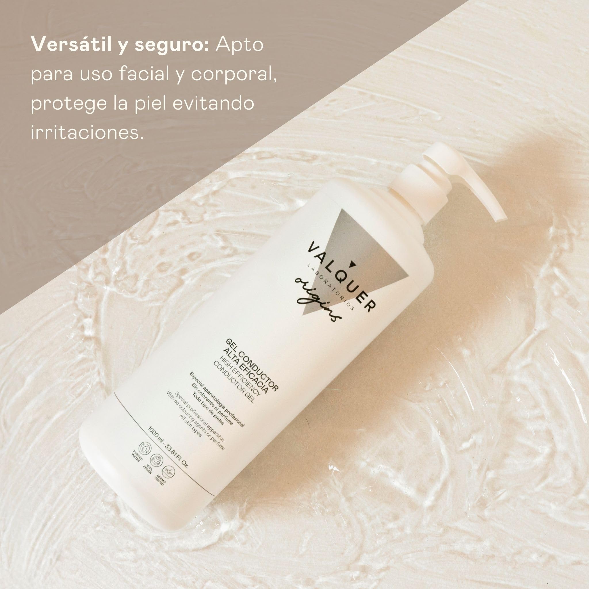 VALQUER Gel Conductor de Ultrasonidos Facial y Corporal | Uso Profesional en Radiofrecuencia, Depilación Láser, Microcorrientes, IPL y Cavitación | Base Agua, Incoloro e Inoloro | 1 L — view 4