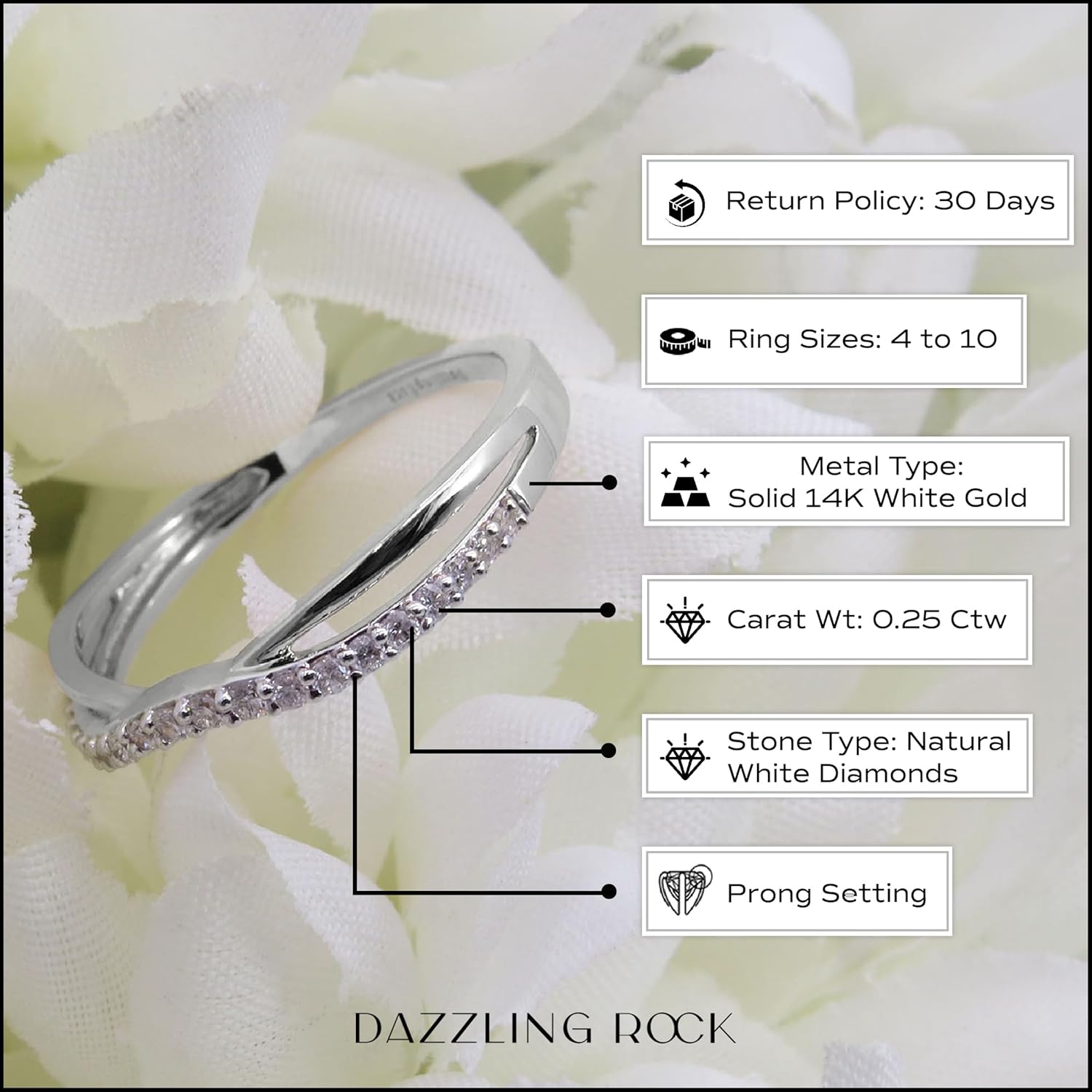 Dazzlingrock Collection 0.25 ctw Round Lab Grown White Diamond Wedding Guard Contour Band for Women in 14K Solid Gold
