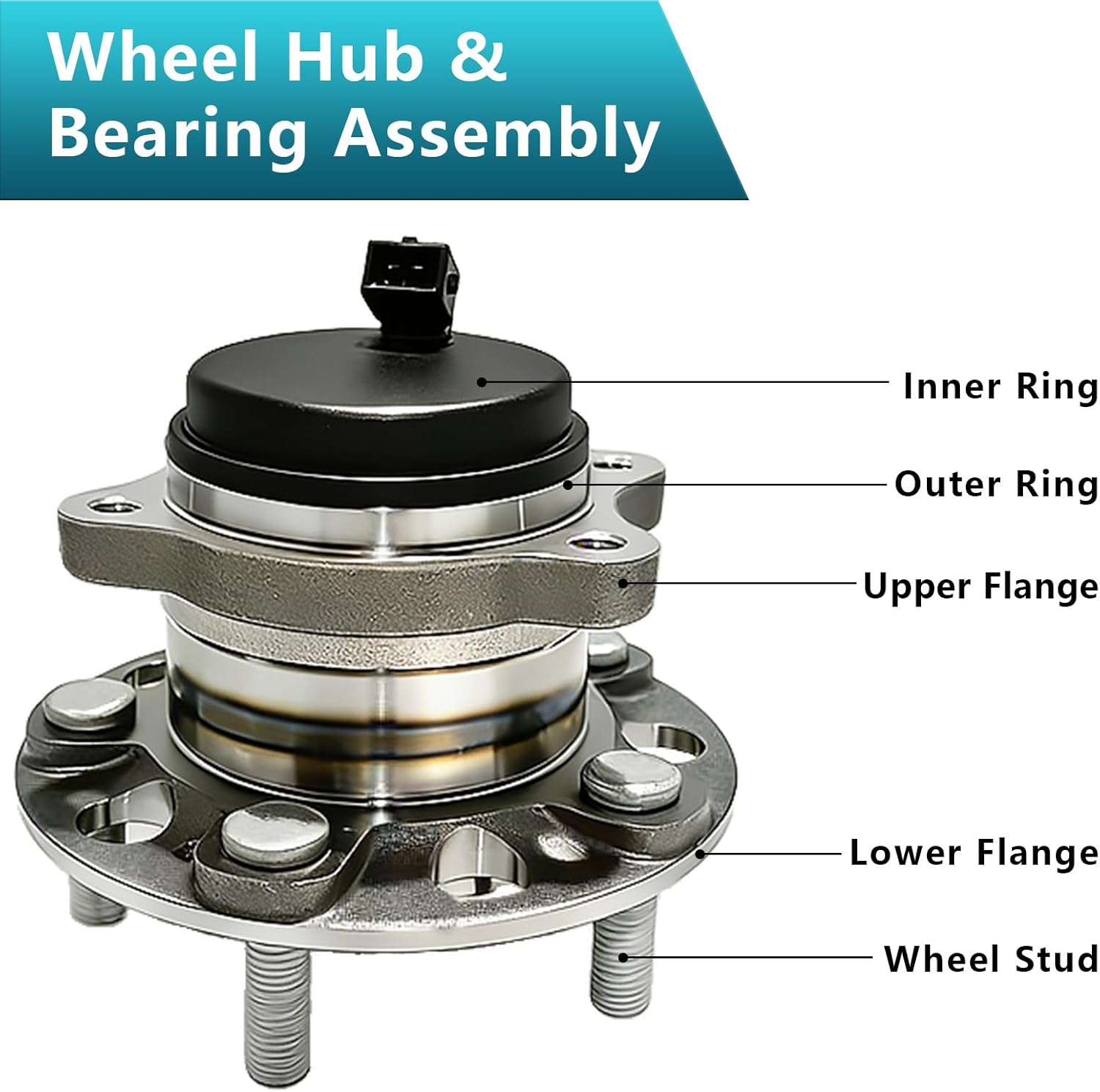 512553 Rear Wheel Bearing Hub Assembly for Hyundai Sonata 2015-2019, Tucson 2016-2021, Veloster N 2019-2022, Kia Cadenza 2017-2020, Optima 2016-2020, Sportage 2016-2022, 52730-C1100 (2PCS)