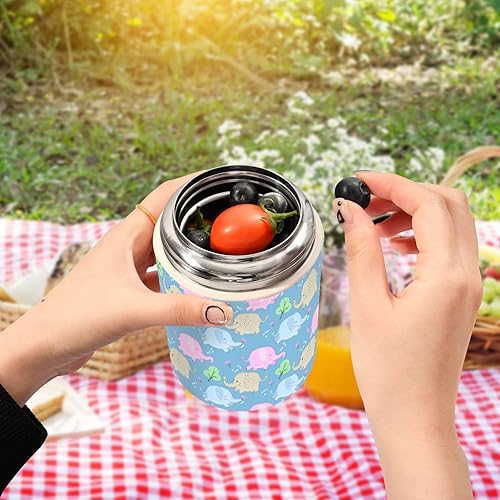Miniatura 5 de Elephant Food Jar with Spoon Stainless Steel Vacuum Insulated Food Container 17 oz Thermos for Lunch